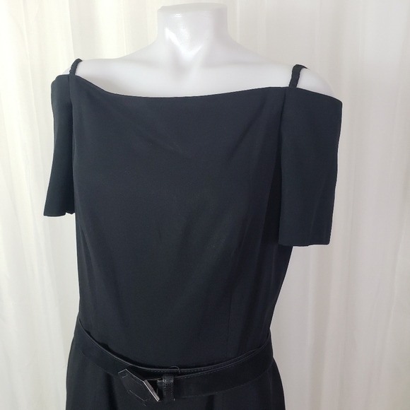 Vintage Scaasi black dress off the shoulder with skinny strap side boning 12 - Picture 2 of 12